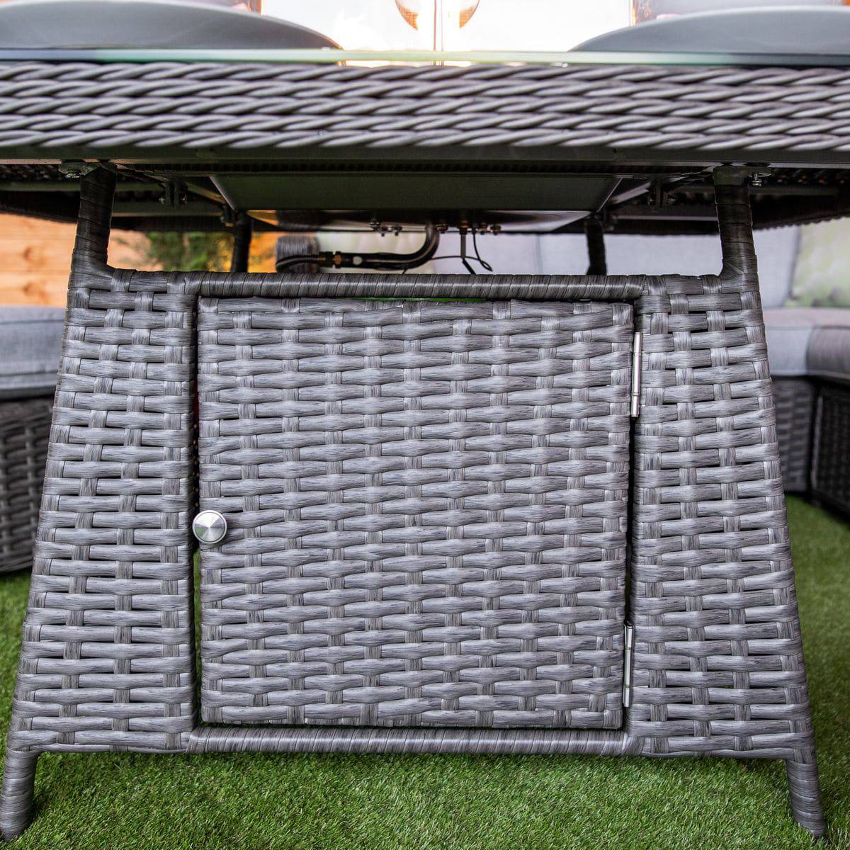 Platinum Boston Outdoor Rattan Corner Sofa Set with Fire Pit
