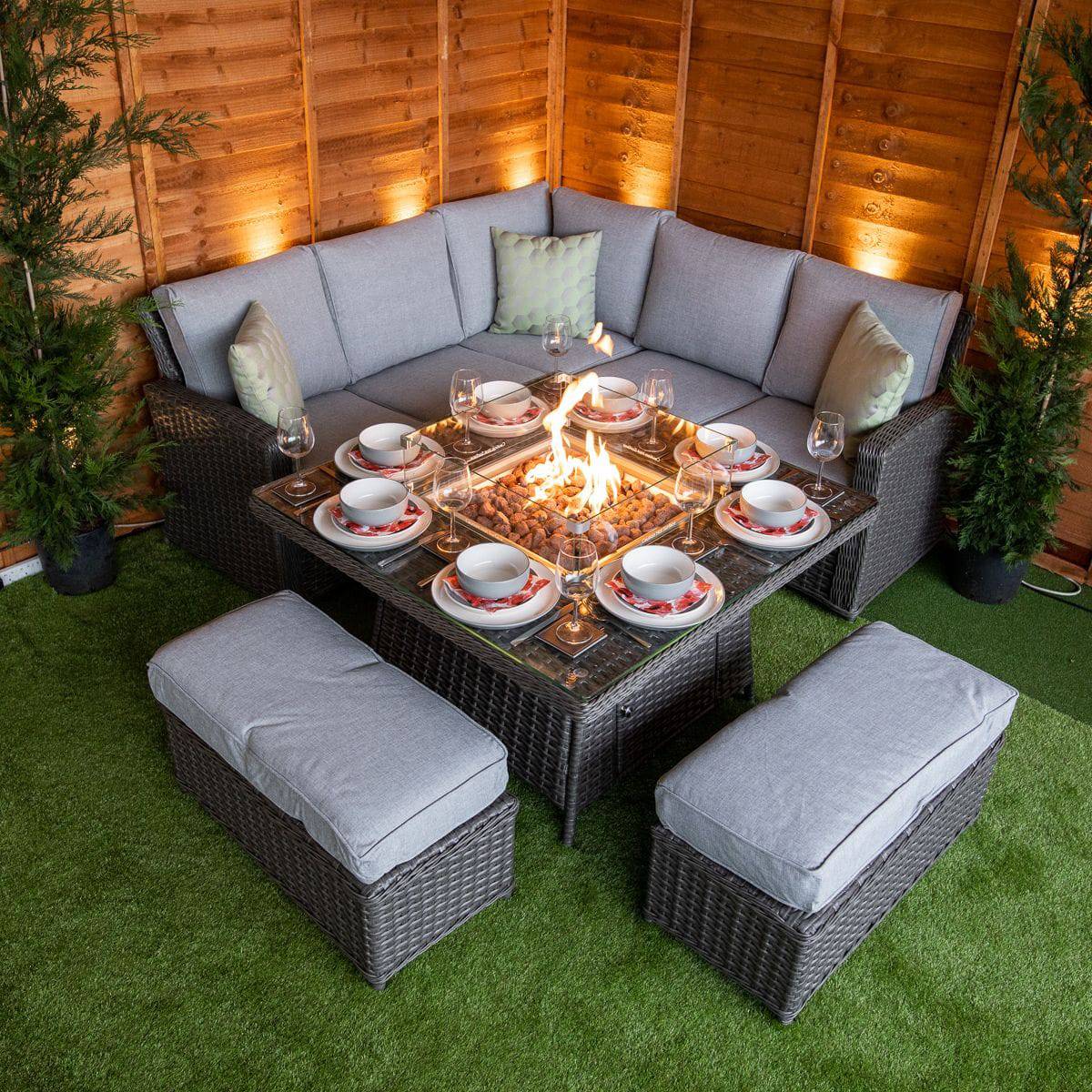 Platinum Boston Garden Corner Fire Pit Sofa