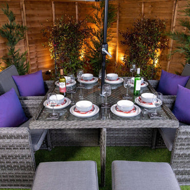 Rattan Serena 4 Seat Cube With 4 Storage Footstools