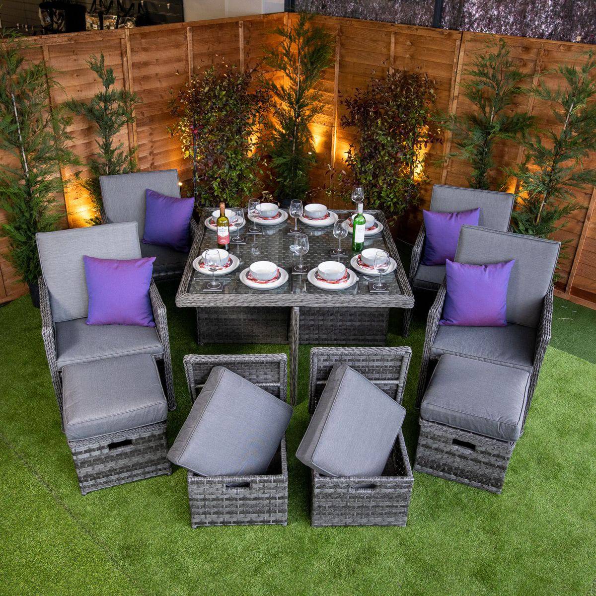 Rattan Serena 4 Seat Cube With 4 Storage Footstools