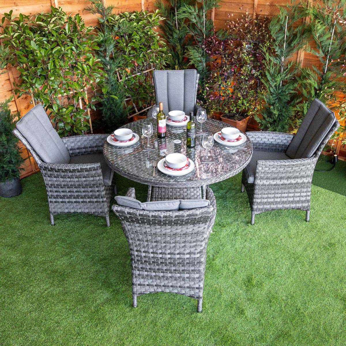 Serena Atlanta Rattan 4 Seater Round Dining Set
