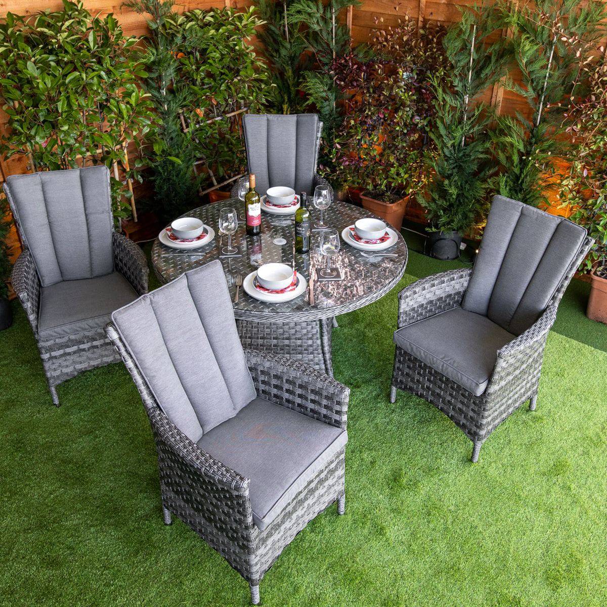 Serena Atlanta Rattan 4 Seater Round Dining Set