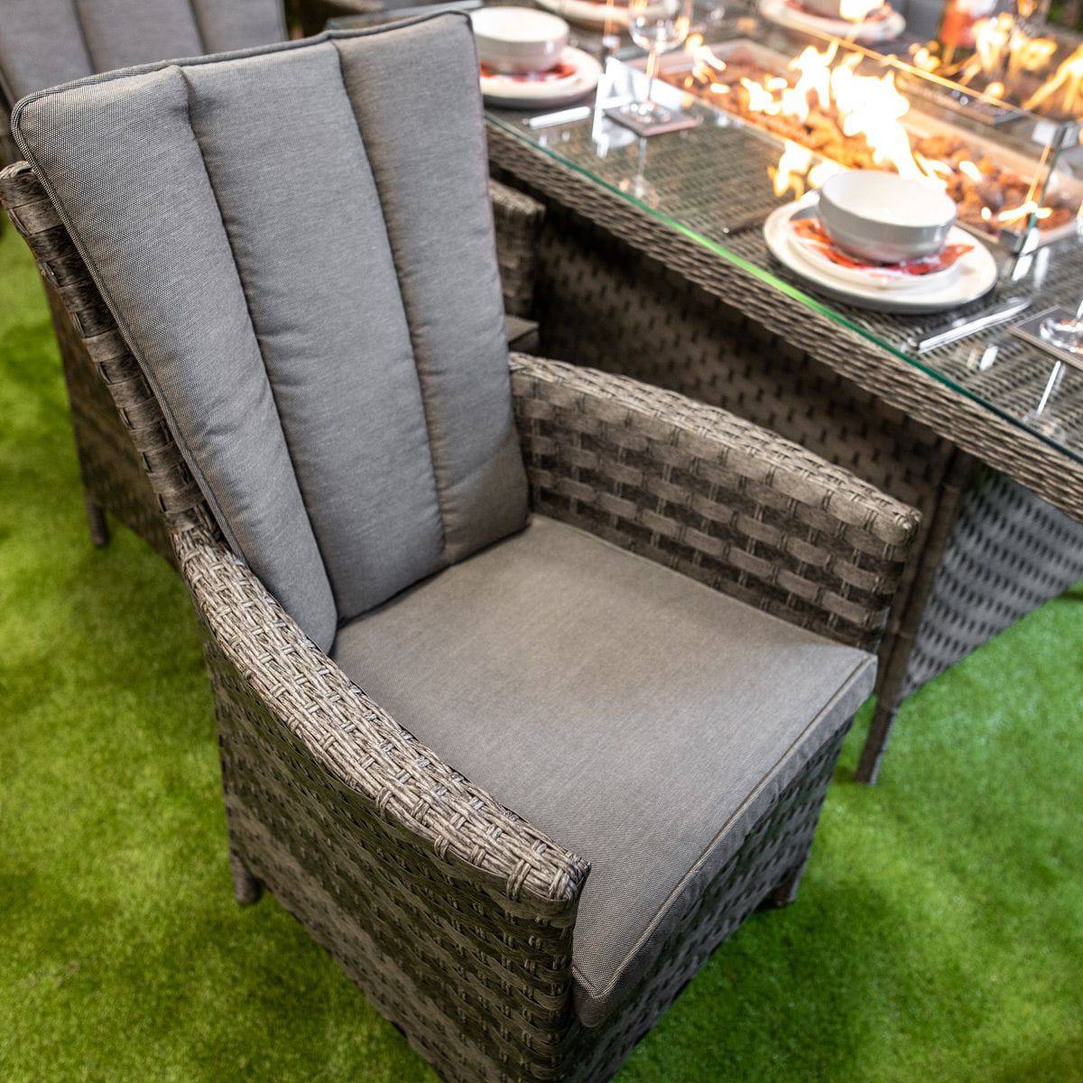 Serena Rattan Atlanta Rectangular 6 Seater Fire Pit Dining Set