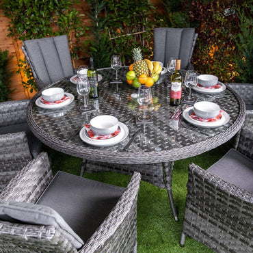 Serena Rattan Atlanta Round 6 Seater Dining Table Set