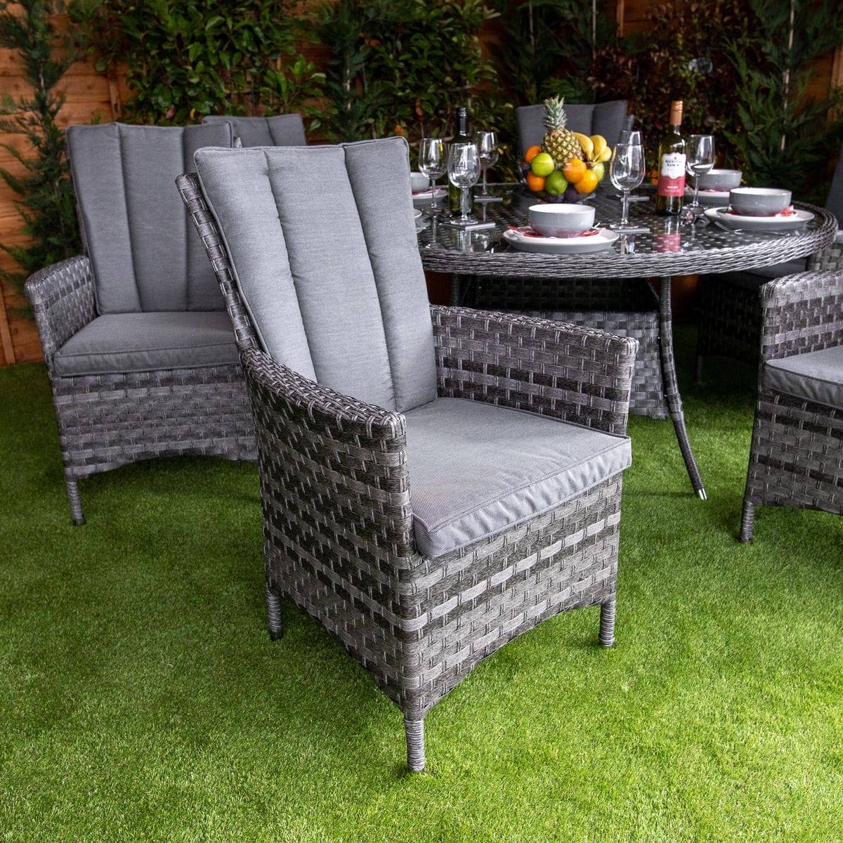 Serena Rattan Atlanta Round 6 Seater Dining Table Set
