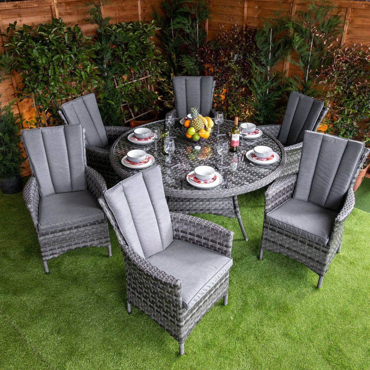 Serena Rattan Atlanta Round 6 Seater Dining Table Set