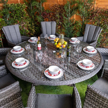 Serena Rattan Atlanta Round 8 Seat Dining Set