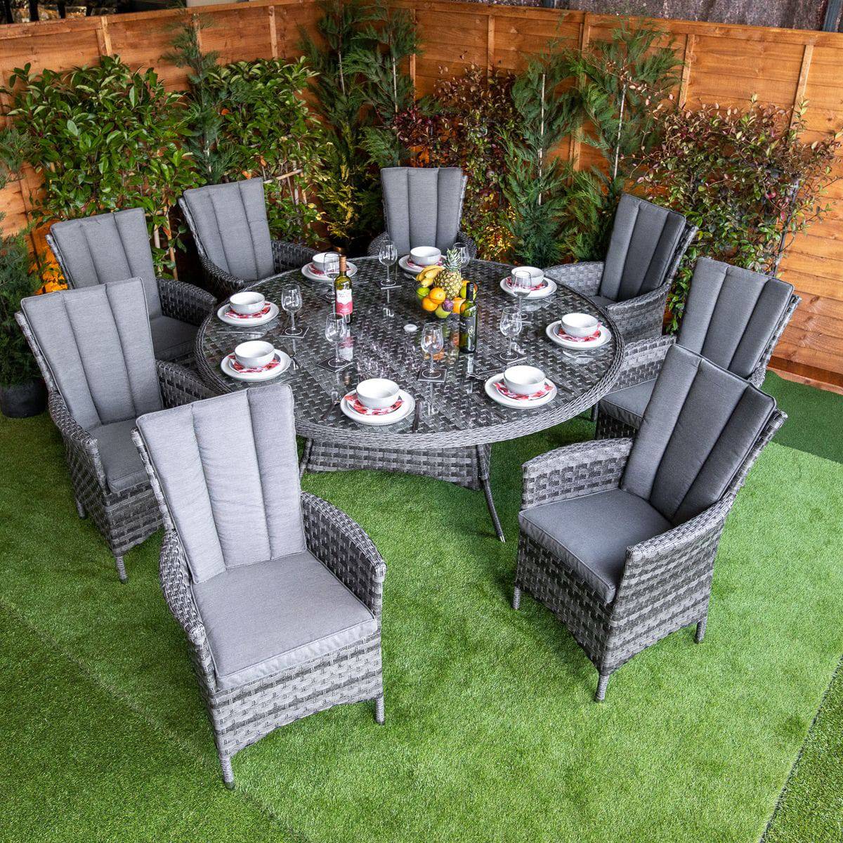 Serena Rattan Atlanta Round 8 Seat Dining Set
