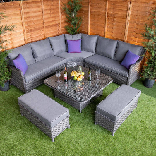 Serena Kingston Corner Dining Set with adjustable table