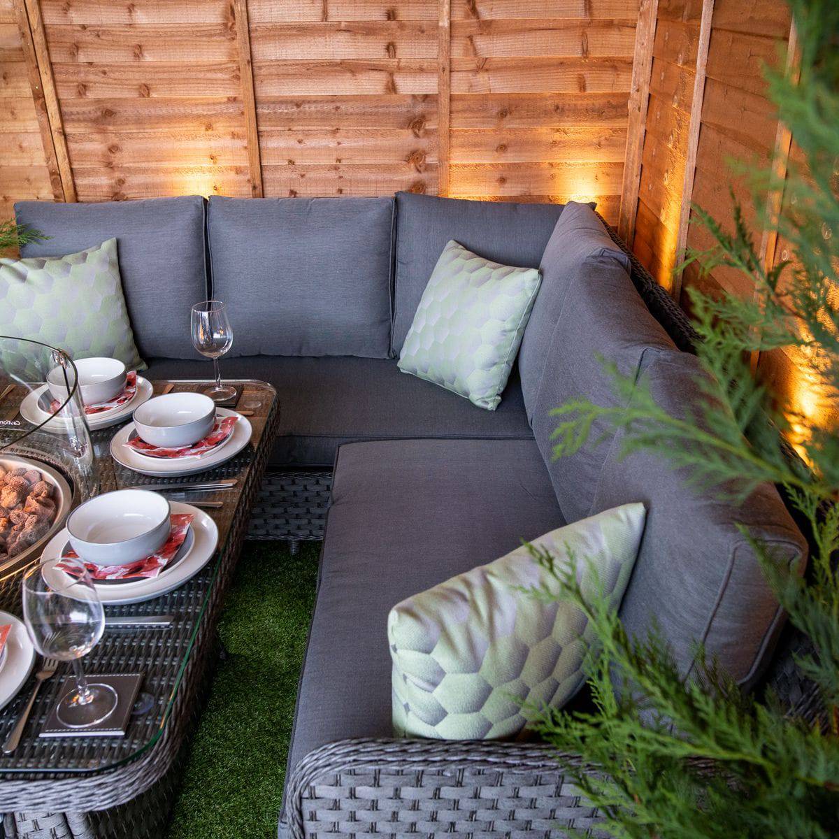 Serena Miami Corner Sofa Set with Firepit