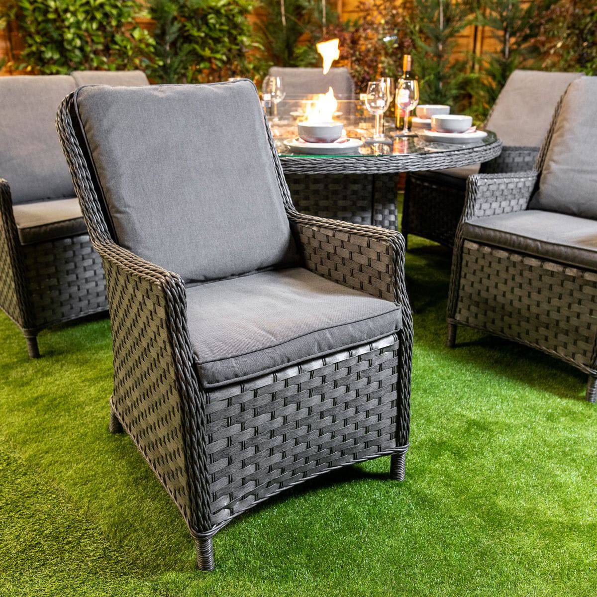 Serena Paris 6 Seat Round Fire Pit Dining Table Set