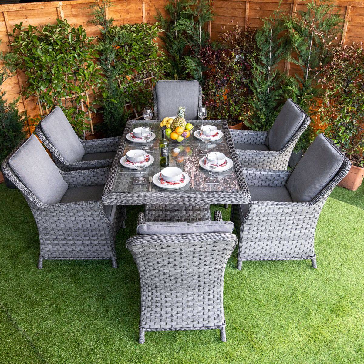 Serena Rattan Paris 6 Seater Dining Table Set