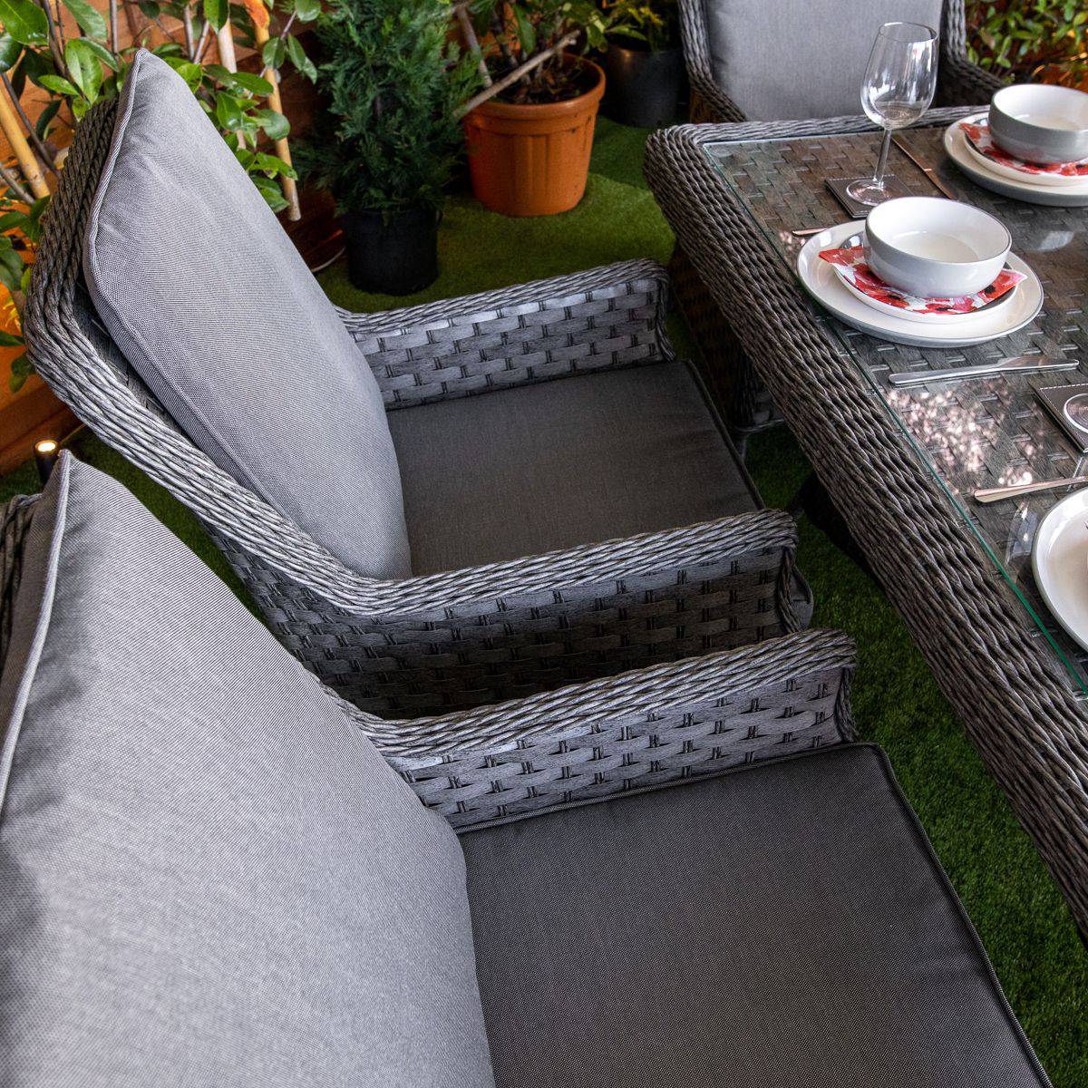 Serena Rattan Paris 6 Seater Dining Table Set