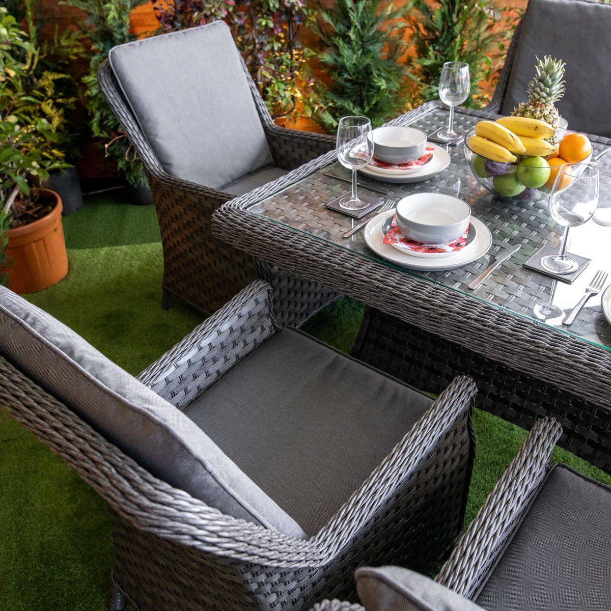 Serena Rattan Paris 6 Seater Dining Table Set