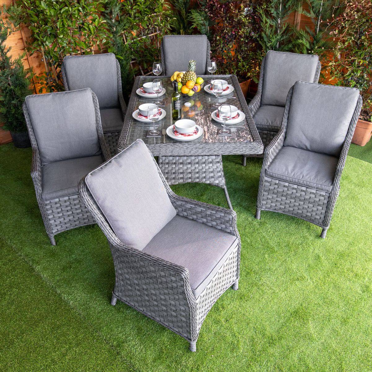 Serena Rattan Paris 6 Seater Dining Table Set
