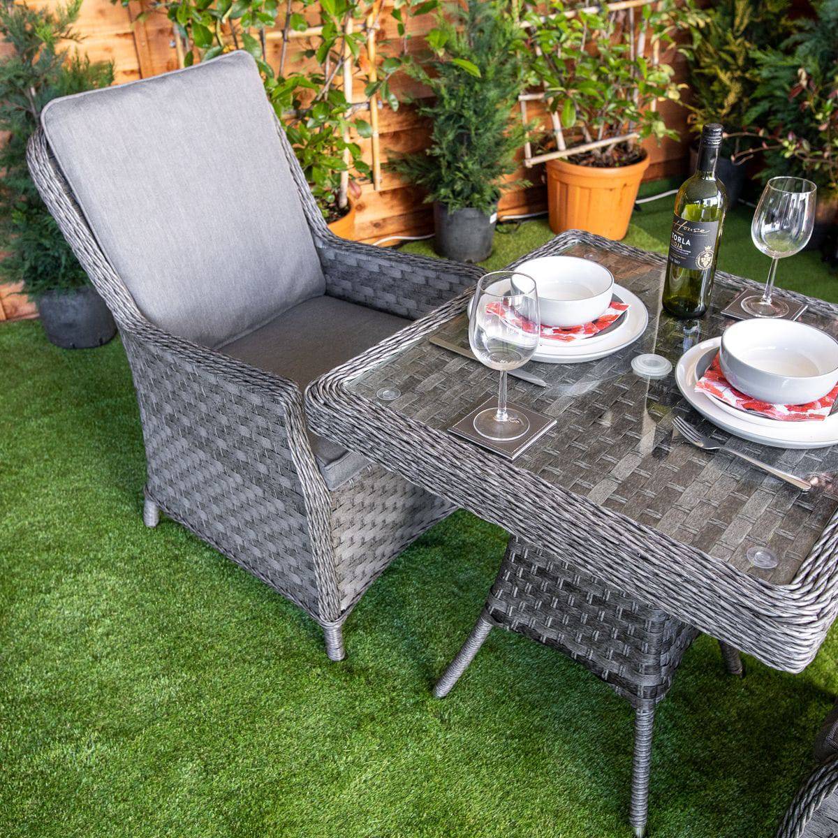 Serena Paris Bistro Square Rattan Dining Table with 2 Chairs