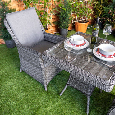 Serena Paris Bistro Square Rattan Dining Table with 2 Chairs