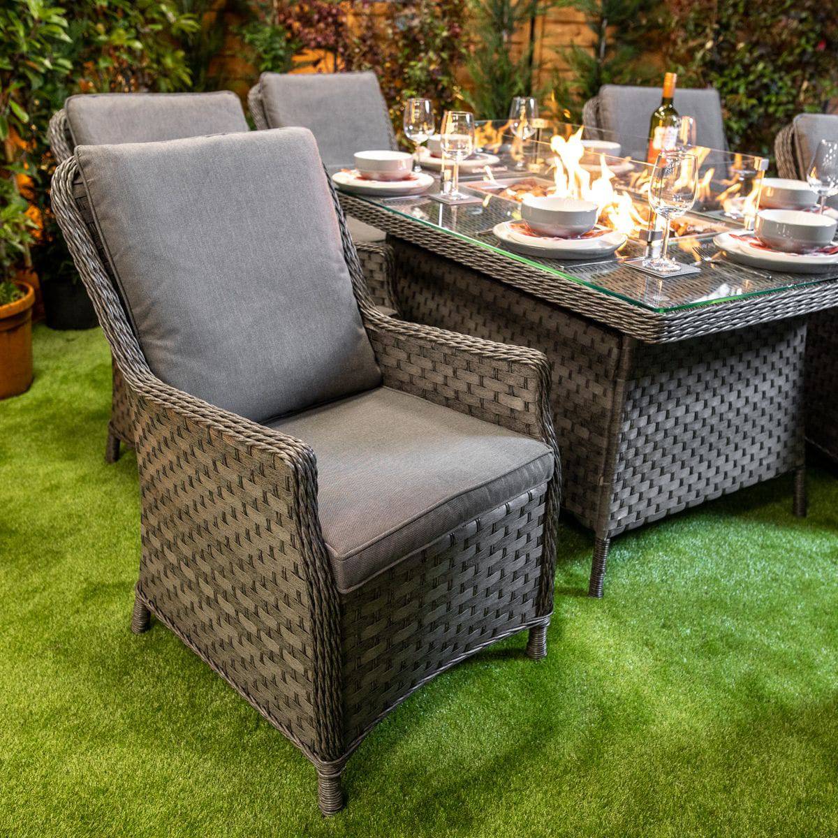 Serena Paris Rectangular 6 Seat Fire Pit Outdoor Dining Set