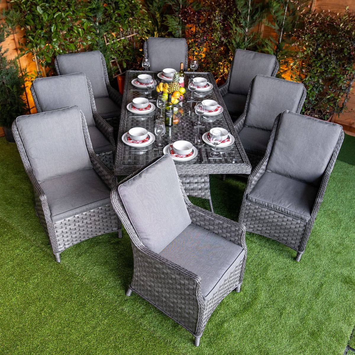 Serena Rattan Paris Rectangular 8 Seat Dining Set