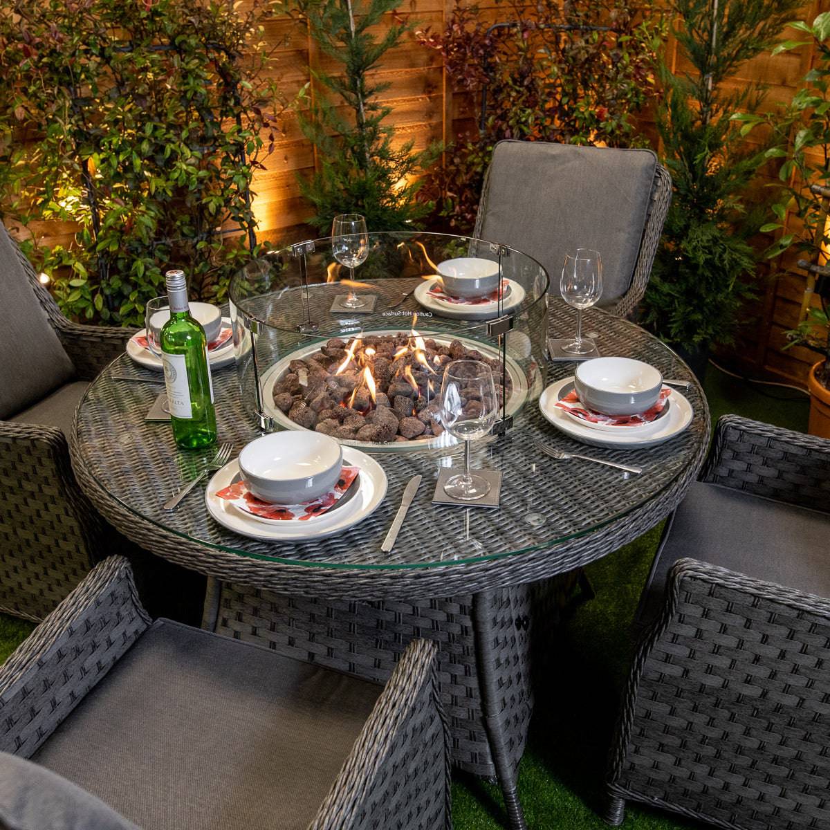 Serena Paris Round 4 Seater Fire Pit Dining Set