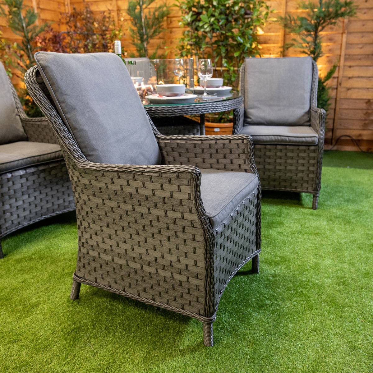 Serena Paris Round 4 Seater Fire Pit Dining Table Set