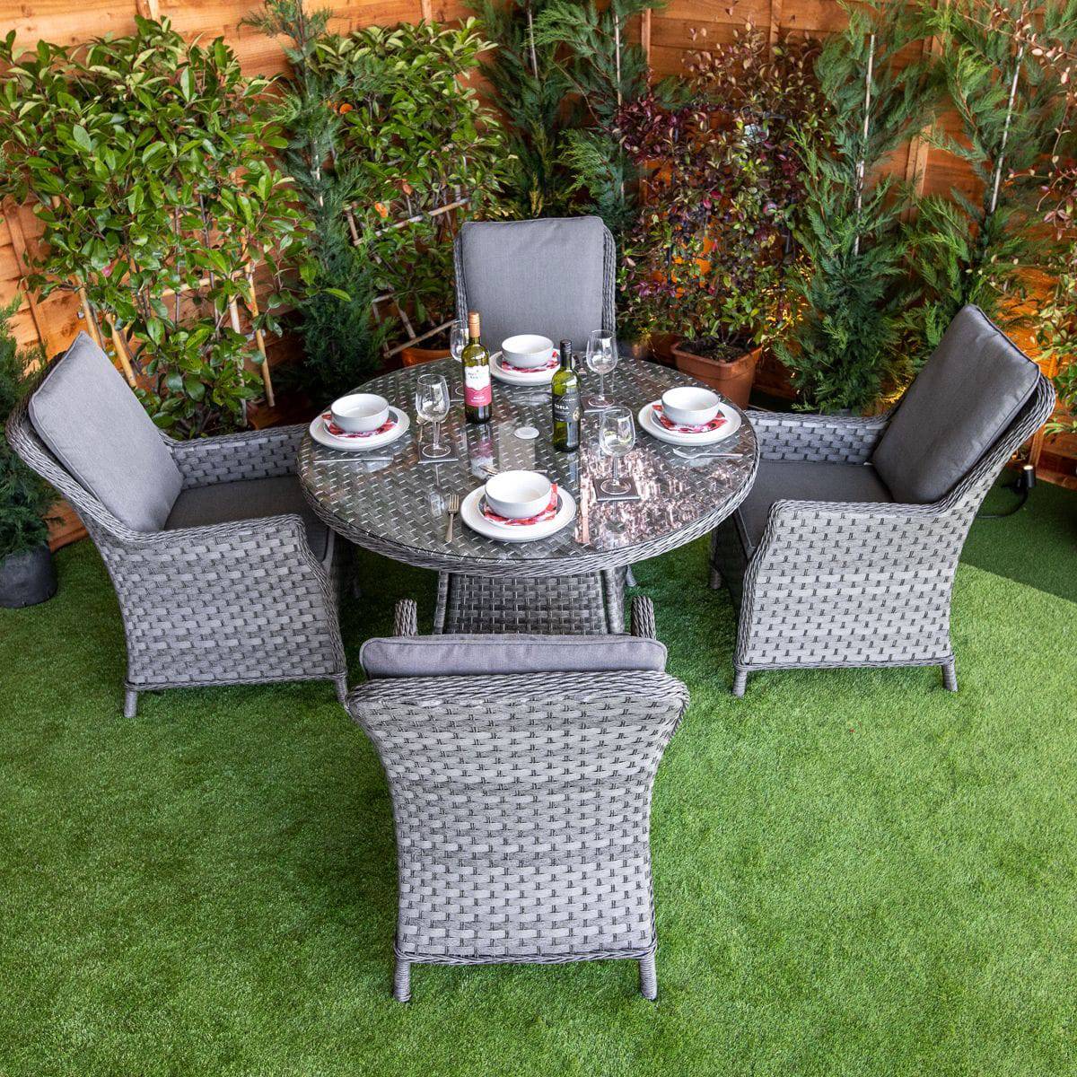 Serena Paris Round Rattan 4 Seater Dining Set