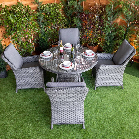 Serena Paris Round Rattan 4 Seater Dining Set
