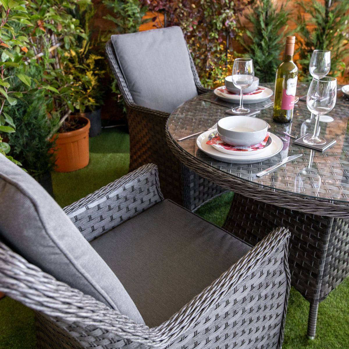 Serena Paris Round Rattan 4 Seater Dining Set