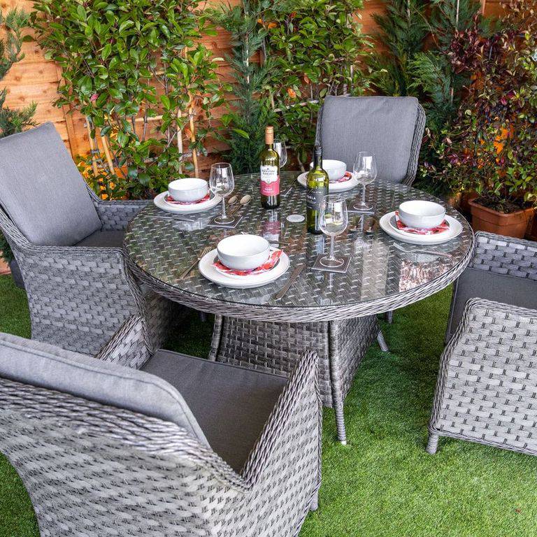 Serena Paris Round Rattan 4 Seater Dining Set
