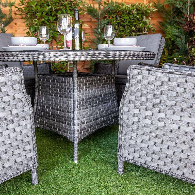 Serena Paris Round Rattan 4 Seater Dining Set