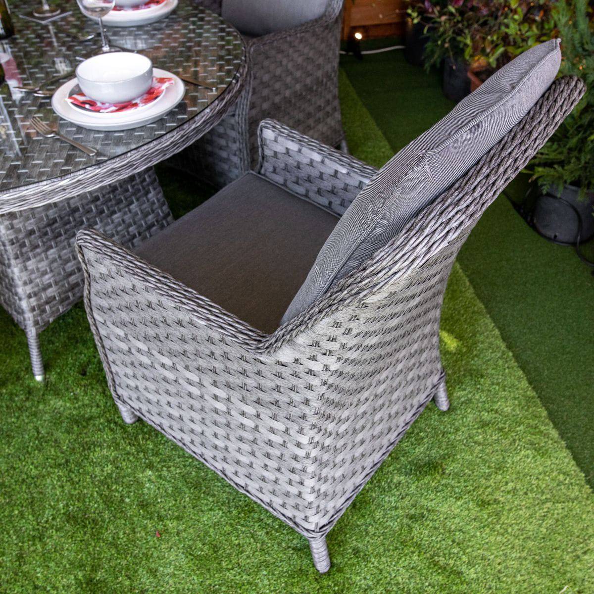 Serena Paris Round Rattan 4 Seater Dining Set