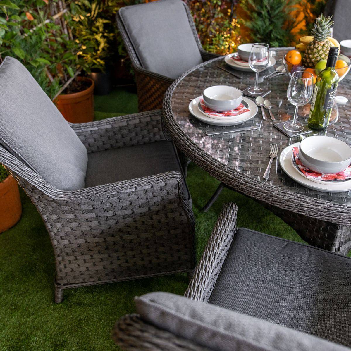 Serena Rattan Paris Round 6 Seater Dining Table Set