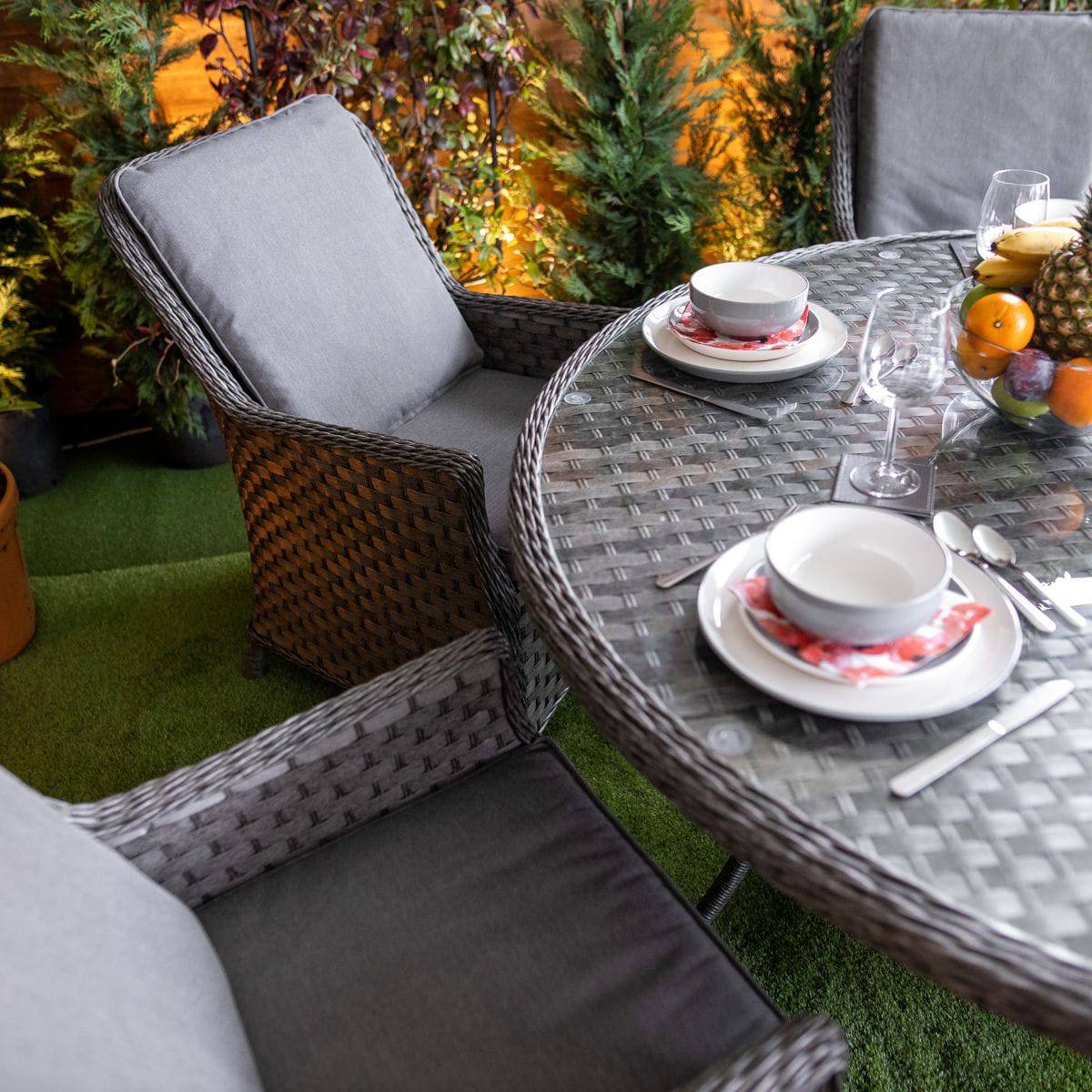 Serena Rattan Paris Round 6 Seater Dining Table Set