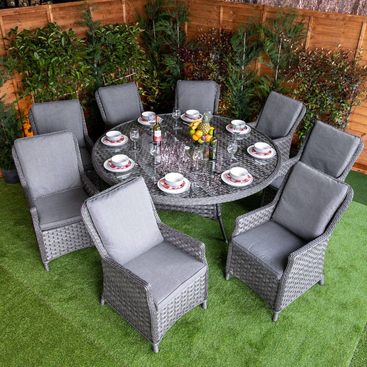 Serena Rattan Paris Round 8 Seat Dining Set