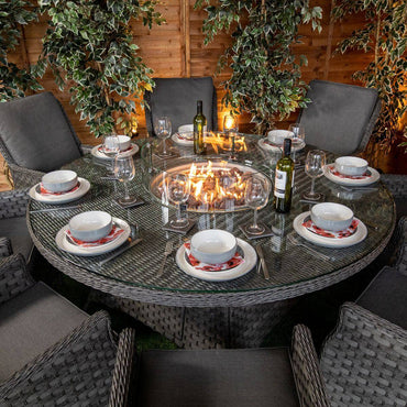 Serena Paris Round 8 Seater Fire Pit Dining Set