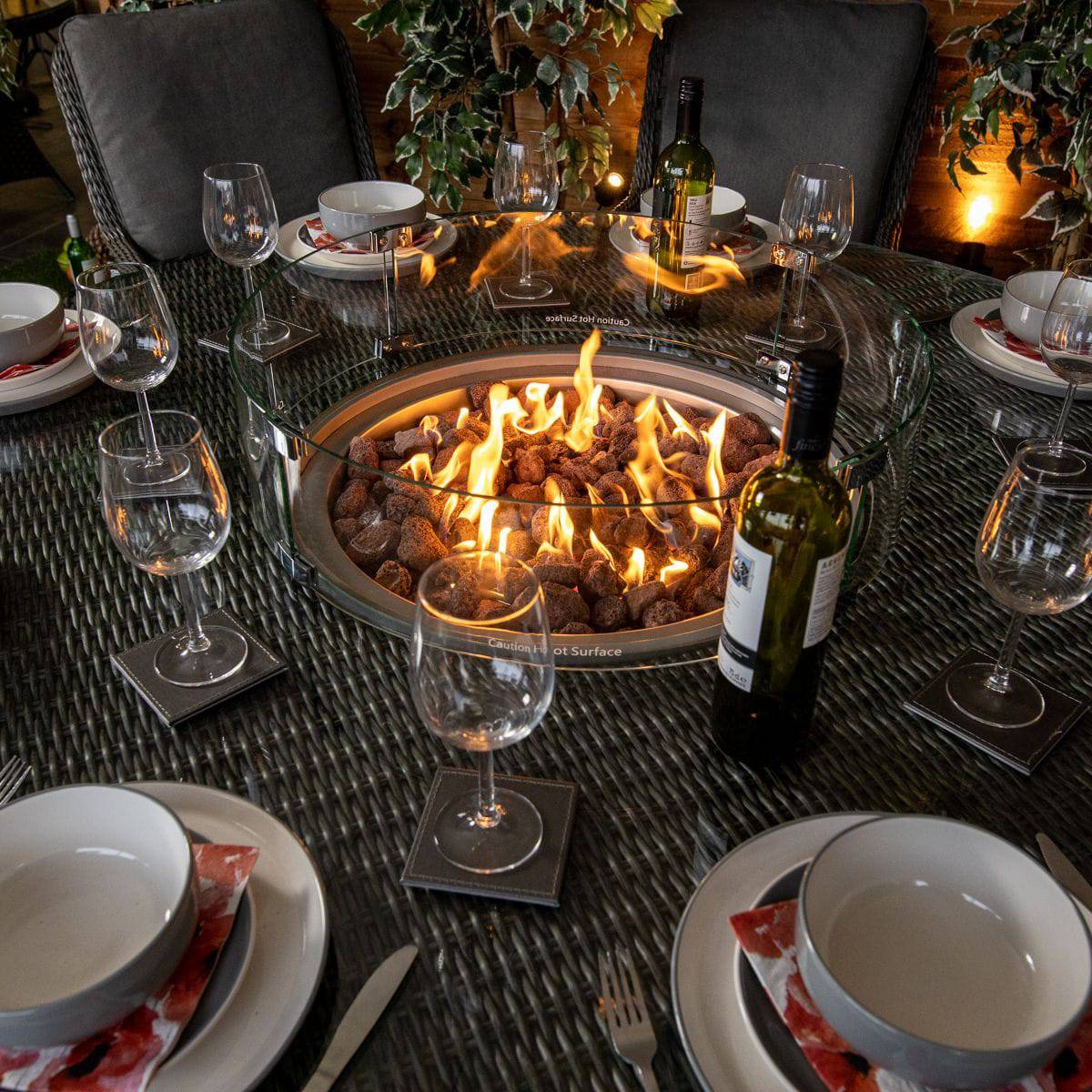 Serena Paris Round 8 Seater Garden Furniture with Fire Pit