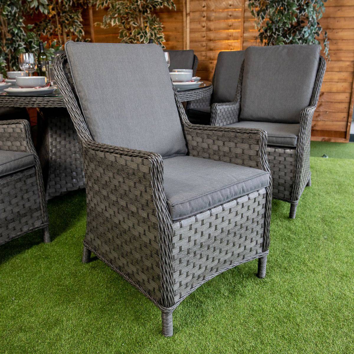 Serena Paris Round 8 Seater Rattan Fire Pit Dining Set
