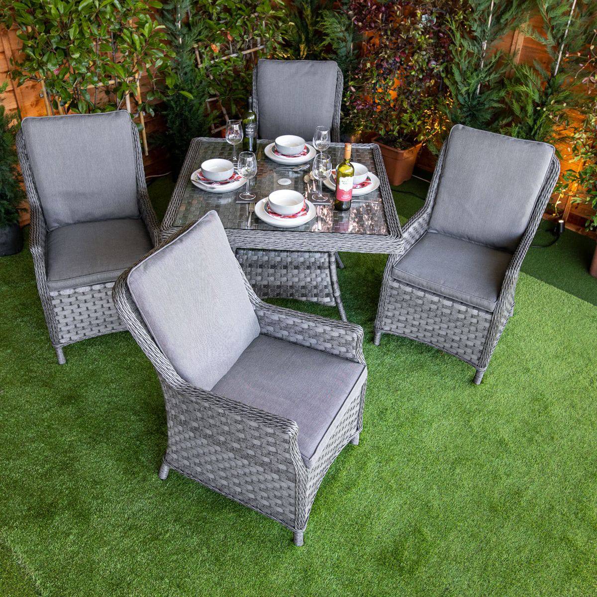 Serena Paris Square Rattan 4 Seater Dining Set
