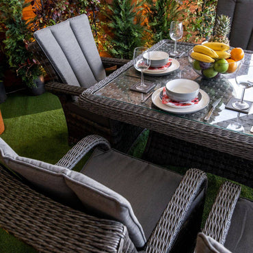 Serena Rattan Tokyo 6 Seater Rectangular Dining Table Set
