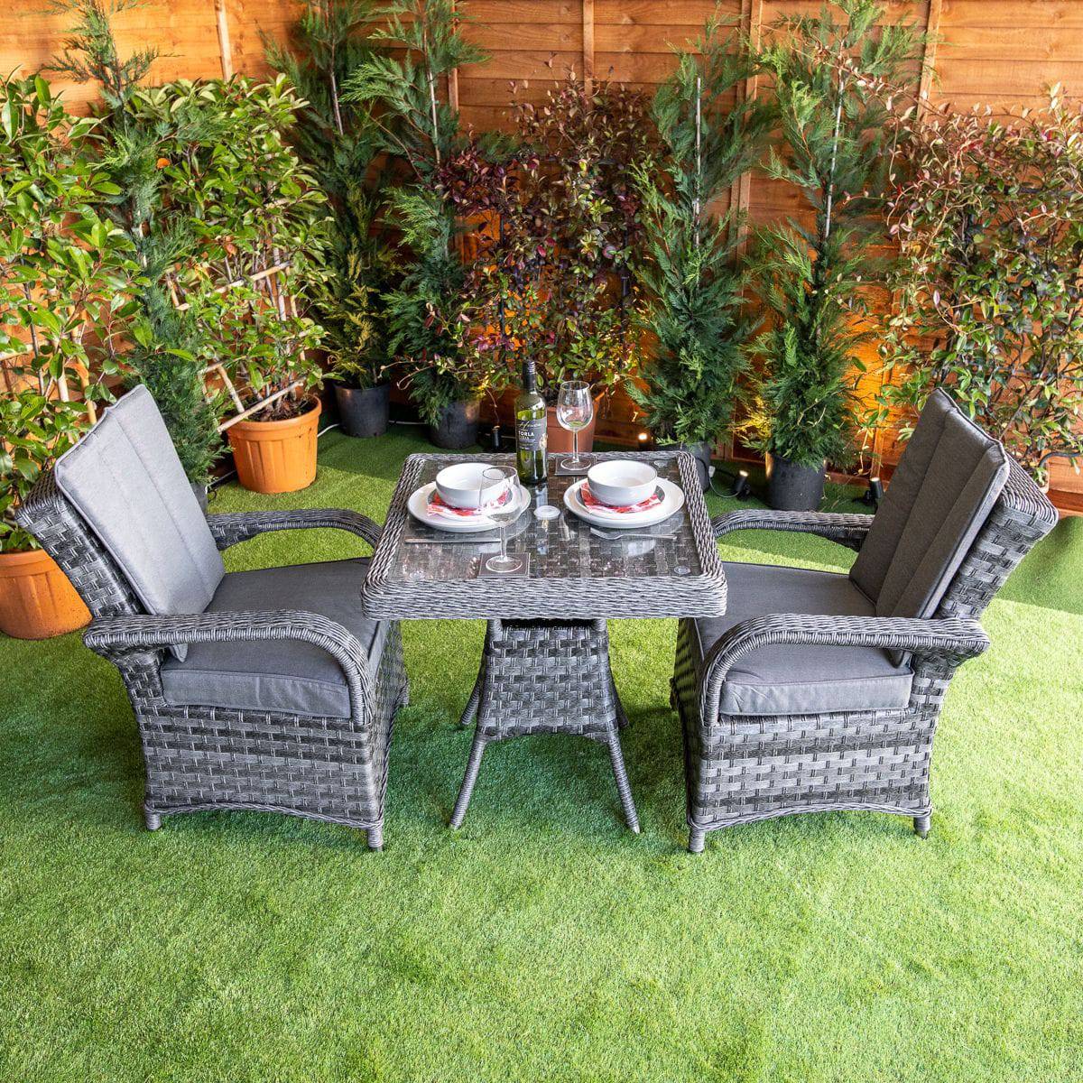 Serena Tokyo Bistro Square Rattan Dining Table with 2 Chairs