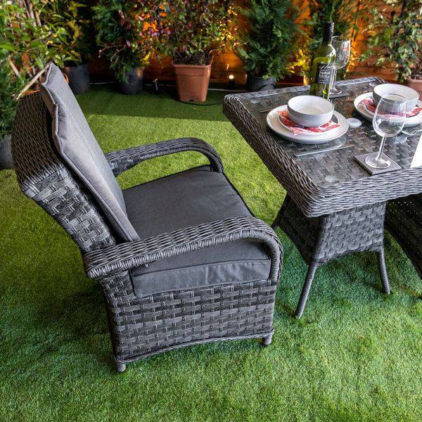Serena Tokyo Bistro Square Rattan Dining Table with 2 Chairs