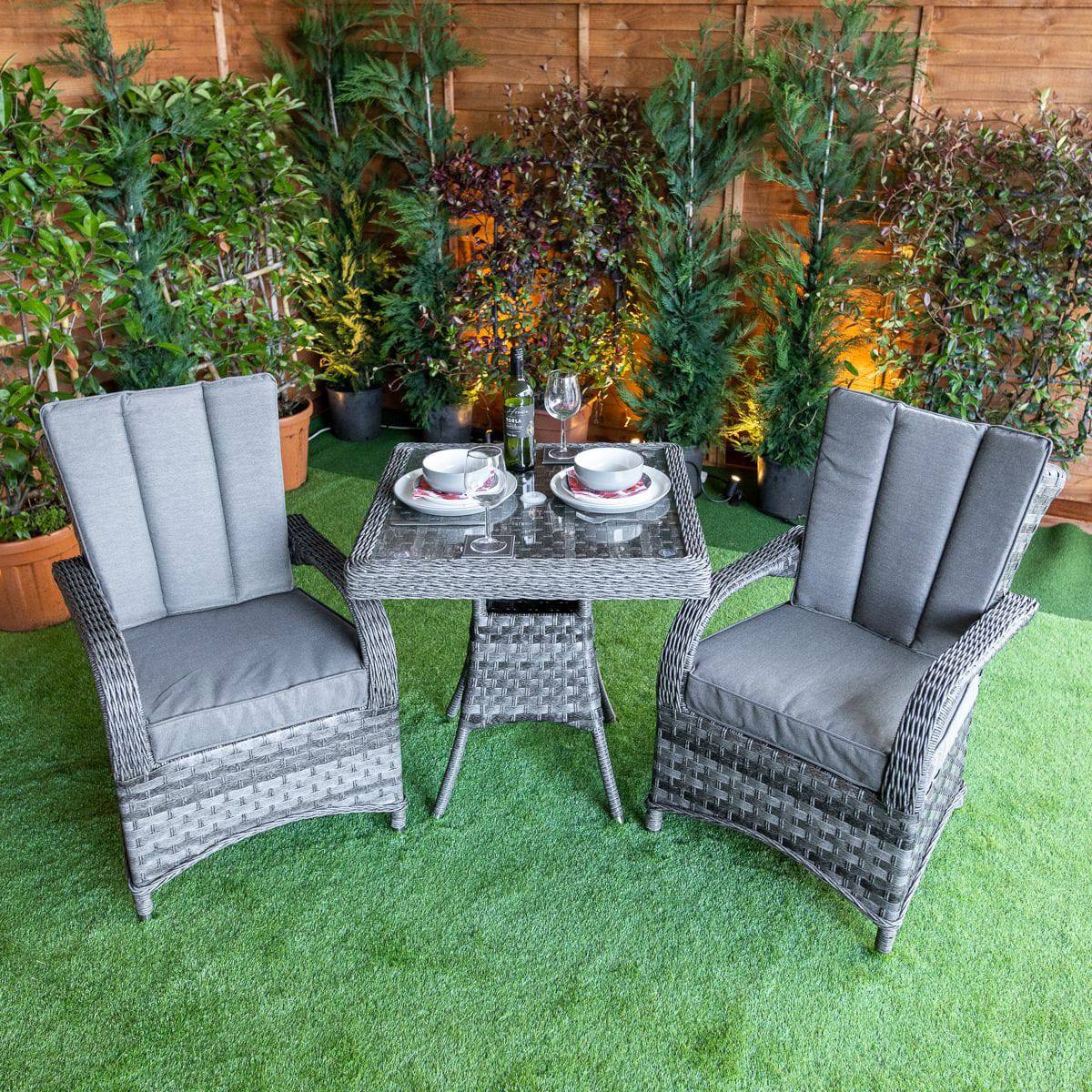 Serena Tokyo Bistro Square Rattan Dining Table with 2 Chairs