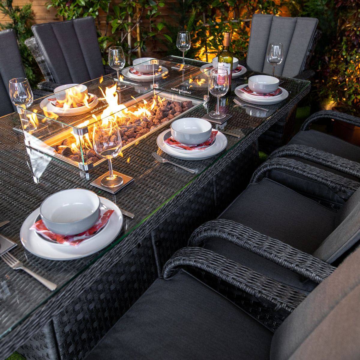 Serena Tokyo Rectangular 8 Seat Fire Pit Dining Set