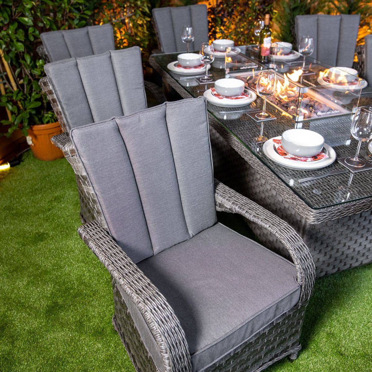 Serena Tokyo Rectangular 8 Seat Fire Pit Dining Set
