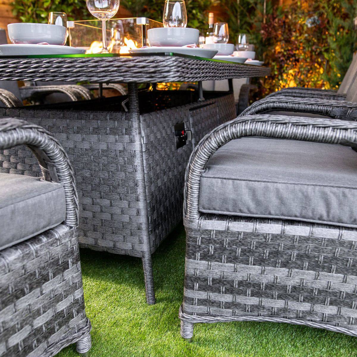 Serena Tokyo Rectangular 8 Seat Fire Pit Dining Set