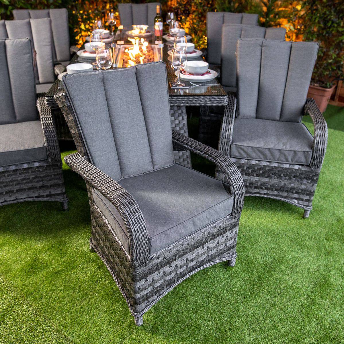 Serena Tokyo Rectangular 8 Seat Fire Pit Dining Set