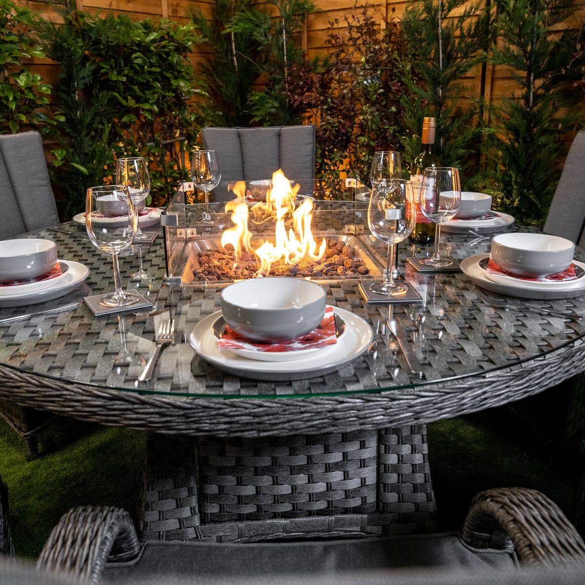 Serena Tokyo Round 6 Seater Fire Pit Dining Set