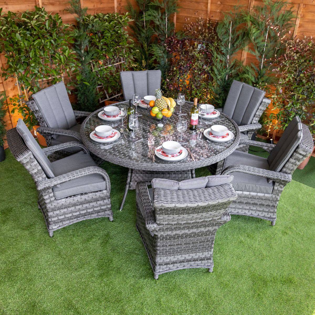 Serena Rattan Tokyo Round 6 Seater Garden Dining Set