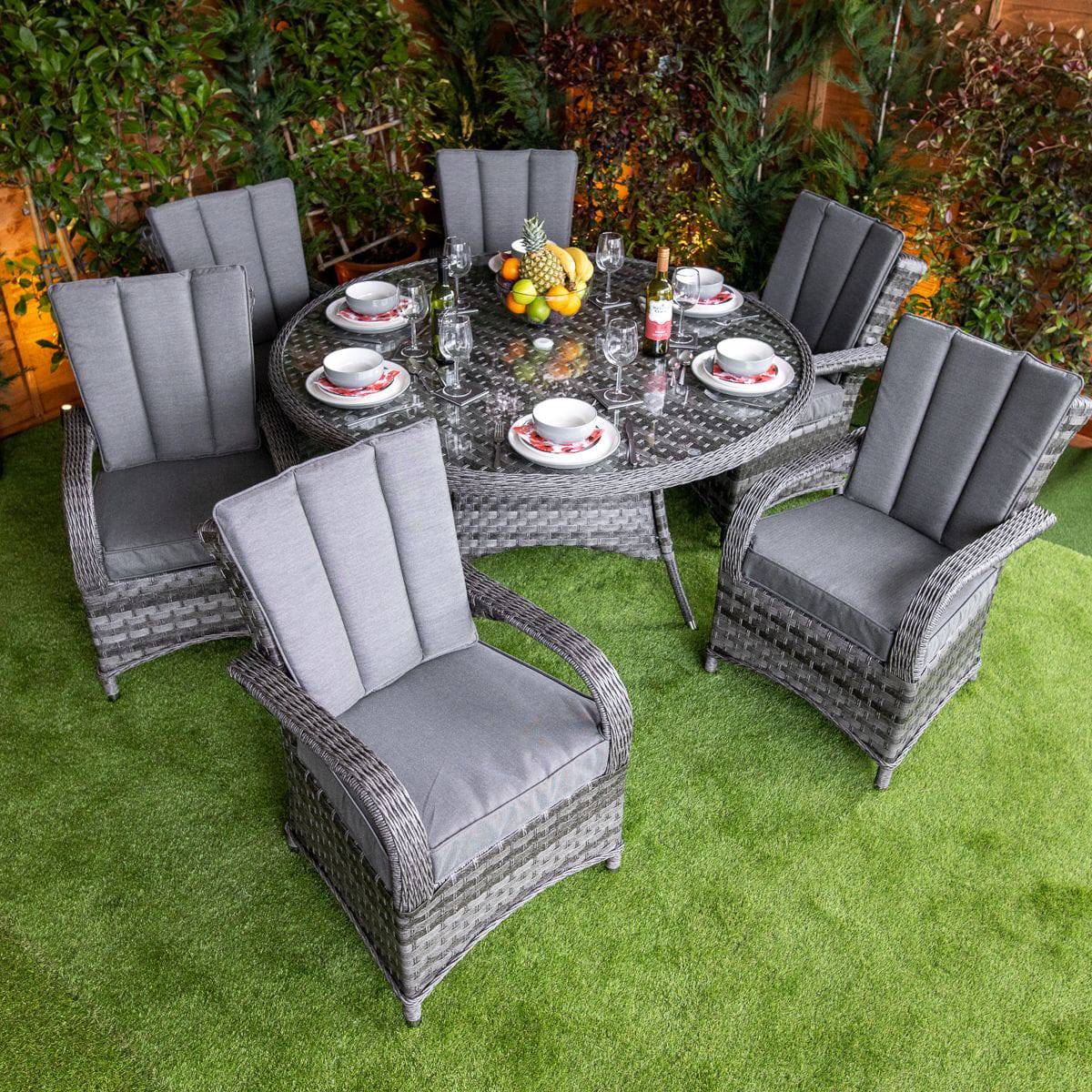 Serena Rattan Tokyo Round 6 Seater Garden Dining Set