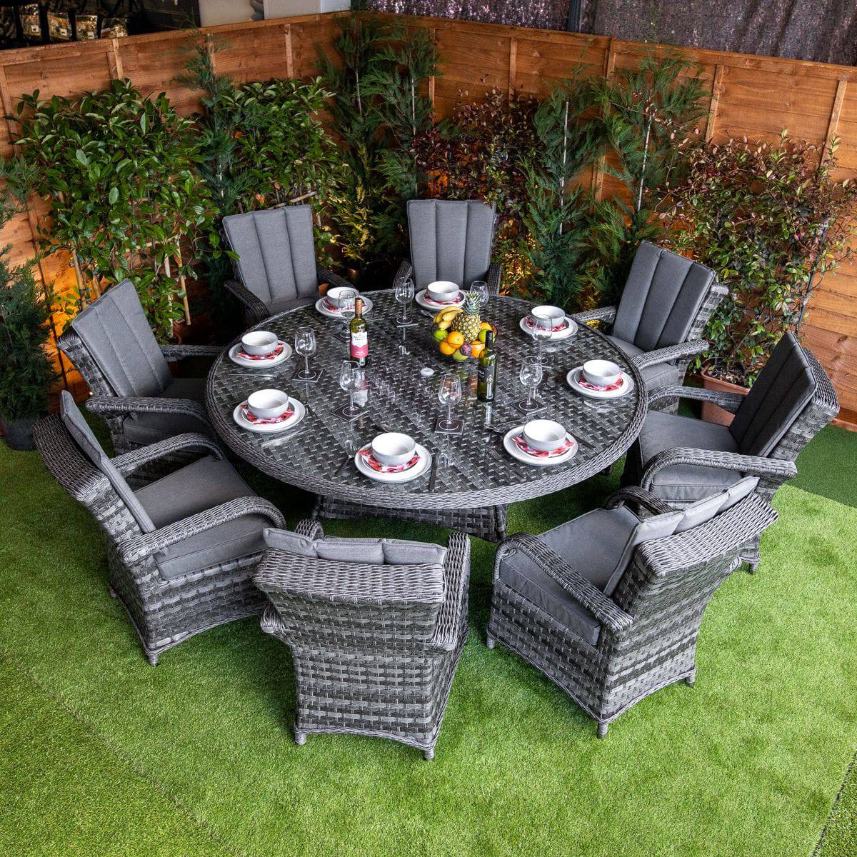 Serena Rattan Tokyo Round 8 Seat Dining Set